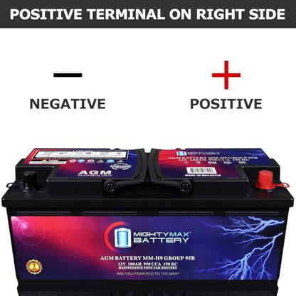 Mighty Max Battery MM-H9 Start and Stop Car BCI Group 95R 12V 100AH, 190RC, 950CCA Rechargeable AGM Car Battery - style: Group 95R
