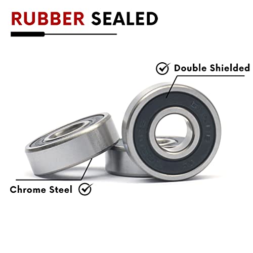 10 PCS 6000-2RS Double Rubber Sealed Deep Groove Ball Bearings 10x26x8mm, Deep Groove Ball Bearing ABCE-3 Pre-Lubricated, Chromium Bearing Steel (6000-2RS, 10) - size: 6000-2RS