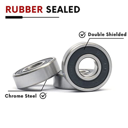 10 PCS 6000-2RS Double Rubber Sealed Deep Groove Ball Bearings 10x26x8mm, Deep Groove Ball Bearing ABCE-3 Pre-Lubricated, Chromium Bearing Steel (6000-2RS, 10) - size: 6000-2RS