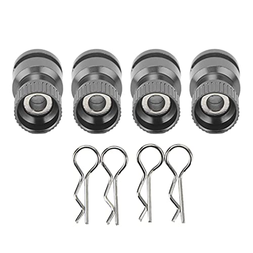 HighStrength Magnetic Metal RC Body Shell Mount Column Hole Locator for PC PVC Shell RC Car - 4Pcs Sturdy Aluminum Alloy with Durability-Optimized 耐用性优化 - Black (Black)