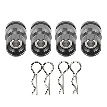 HighStrength Magnetic Metal RC Body Shell Mount Column Hole Locator for PC PVC Shell RC Car - 4Pcs Sturdy Aluminum Alloy with Durability-Optimized 耐用性优化 - Black (Black)
