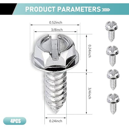 4PCS License Plate Screws, Stainless Steel License Plate Bolts Kit, Rustproof Self Tapping Mounting License Plates Security Fasteners, Universal for Car Truck SUV (Silver) - color: Silver