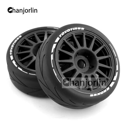 1/8 RC On Road Car Tires And Wheels Rims 17mm Hex 103mm Rubber Rally Tyres For 1:8 Scale RC On-Road Racing Car HPI WR8 HSP Hobao ARRMA Redcat Losi Kyosho VRX RC Rally Drift Car 4PCS (Black A) - color: Black a