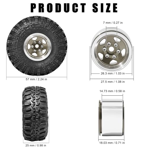 1.0 Beadlock Wheel Soft Tire Set RC Upgrade Part for Traxxas 1/18 TRX4M 1/24 RC Crawlers car Axial SCX24 FMS FCX24 Gladiator Bronco C10 JLU Deadbolt B17 Upgrade.(4Pcs/Set) - color: Bronze