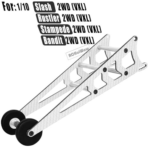 RC Wheelie Bar w/Mount Upgrades Part for 1/10 Slash Rustler Bandit 2WD(VXL),Carbon Fibre Wheelie Bar Kit Tail Wheel Head up Wheel Assembly Hops Up,Titanium - color: Titanium(1set)