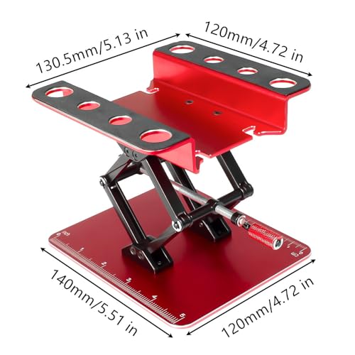 RC Work Stand,RC Repair Workstation Lift Lower with Screw Tray for 1/8 1/10 1/12 TRX4 Axial Redcat Losi RC Crawler Car Truck, Aluminum 360° Rotating Repair Station with Lift Lower Height Platform