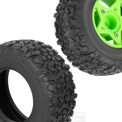 Rc Truck Tires 12mm/14mm/17mm Hex RC Wheels Tires for 1/10 Slash 4×4 2WD,Arrm a Senton,Axia1 Redca t Rc 4wd,w/RC Wheels Hex Detachable Replace Running on Off-Road Tire,Green - color: Green