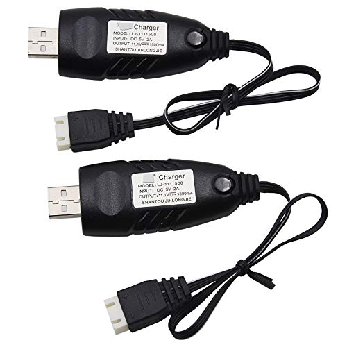 Blomiky 2 Pack 3S 1.5A Lithium Charger Cable Suitable for RC Car Boat Airplane Drone Airsoft 3 Cell Lipo Battery / 11.1V USB New 2