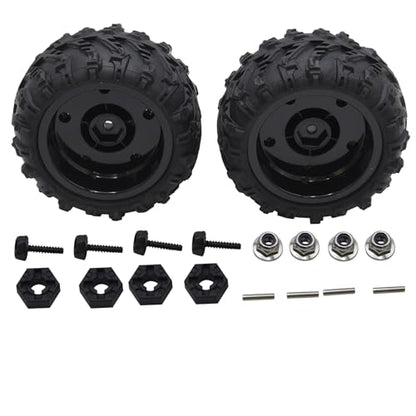 Blomiky 2 Pack 3.3 * 1.85 Inch Wheel Tires 12mm 4 Pack Hexes M4 Locknus and 10 * 2mm Pins 2.6mm Locknuts for Some 1/14 1/16 1/18 1/20 Scales XLH HBX RC Trucks / Q903 Tire Hex Pin