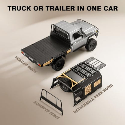 1/12 Scale RC Crawler, MN-82S LC79 RTR RC Truck 4x4 Off Road Vehicles 2.4GHz RC Rock Crawler Car with LED Lights, 7.4V 1200mAh Battery for Adults Hobby Toys (Silver) - color: Silver