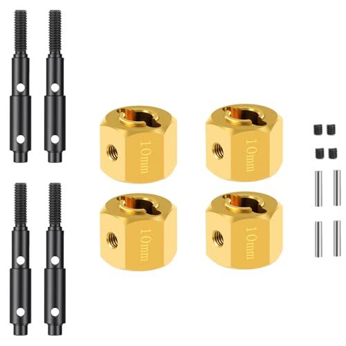 RC Brass Wheels Hex Hub 10mm Extension Hex Drive Adapter with Steel Stub Axle Counterweight Compatible with 1/10 Redcat Ascent Fusion Ascent RC Car Upgrade Parts (Thickness: 10mm) - color: Thickness: 10mm