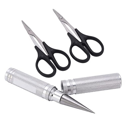 0-14mm RC Body Reamer Hole Puncher with Sleeve & Curved Scissors Tool Drills Set for RC Body Shell (Silver) - color: Silver