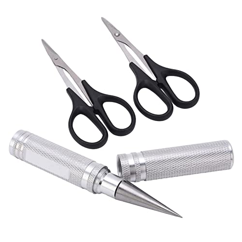 0-14mm RC Body Reamer Hole Puncher with Sleeve & Curved Scissors Tool Drills Set for RC Body Shell (Silver) - color: Silver
