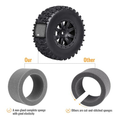 Preglued 1/10 RC Short Course Truck Wheels and Tires 12mm Hex SCT Tires Compatible with Traxxas Slash 2WD Vxl 4x4 BL-2S Losi Blackout SC 22S SCT 2S-4S Brushless