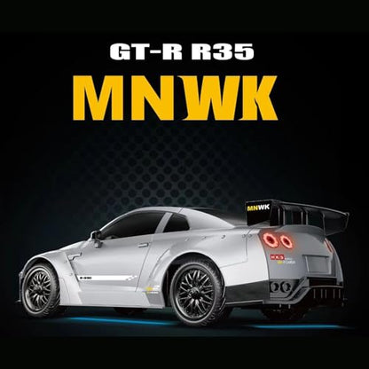 MN-268 RC Drift Car, 1:16 Scale High Speed 20 KPH Racing Drift Car with Gyro, LED Lights and Drift Tires, 2.4G Hobby RC Cars Gift for Adults and Teens (Silver) - color: Silver, size: 2 Batteries