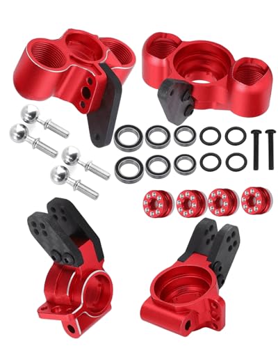 RC Upgrades Part for 1/8 Typhon/Talion 6S BLX,1/7 Felony/Mojave/Infraction/Limitless 6S BLX,Alloy Front Knuckles Steering Blocks &Rear Hub Stub Axle Carriers,Red - color: Red