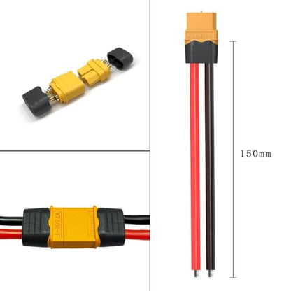ELFCULB 5 Pairs XT60 Plug Male and Female Connector with 12AWG Cable XT60 Connector for RC Lipo Battery Drone(6Inches) | Prewired XT60 male and female leads simplify connector replacement, battery harness repairs, and custom power wiring.