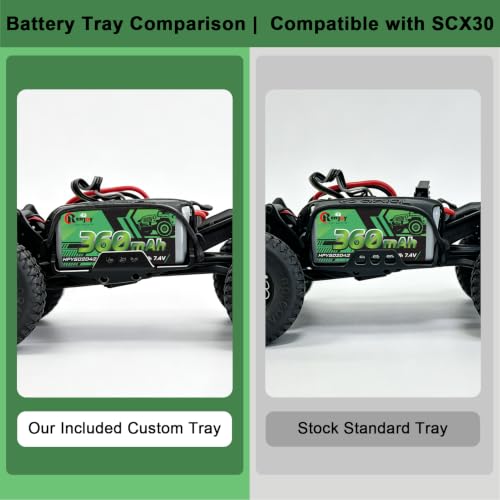 2PCS 7.4V Lipo Battery 2S 360mAh PH2.0 Plug Rechargeable Lithium Battery with RC Battery Aluminum Side Plate for RC Axial SCX30 Upgrade Crawler Car Trucks - color: 2pcs 360mAh, w/ battery tray