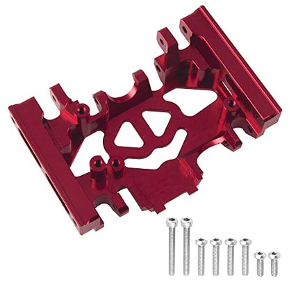 ShareGoo Aluminum Alloy Gearbox Mount Base Chassis Skid Plate Compatible with Traxxas TRX-4 Defender Bronco Blazer G500 1/10 RC Car Upgrade Parts (Red)