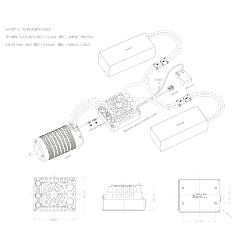 XC E8XT60 Sensored Brushless ESC for 1/8 RC Car,3-6S 160A | Bluetooth APP Programming,6.0V/7.4V/8.4V BEC,Turbo Timing,Multiple protection,Smart Fan - size: XT60