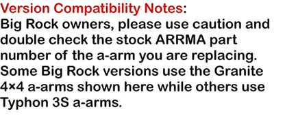 RPM R/C (Black) Suspension Arms Set Front Rear(Replaces Arms AR330443 & AR330516) For Arrma Senton Granite 3s 4x4
