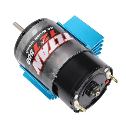 Alomejor 550 RC Car Motor, Brushed Motor with Cooling Fan and Heat Sink for Axial SCX10 HPI JL 90046 Slash 1:10 RC Crawler (12T) - size: 12T