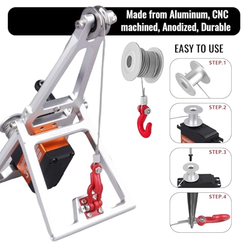 HobbyPark RC Crawler Tow Rig Crane 1/10 Scale Winch Stent Rescue Wrecker Kit Trailer Tow Hook for TRX4 SCX10 II Capra LCG Chassis Frame DIY Parts Updates (Silver) - color: Silver