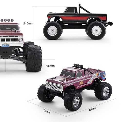 FMS 1/10 Ford F-100 RC Monster Truck, RS Without Battery, Hobby Grade RC Crawler 2WD Off-Road Truck for Adults (First Blood) - style: First Blood