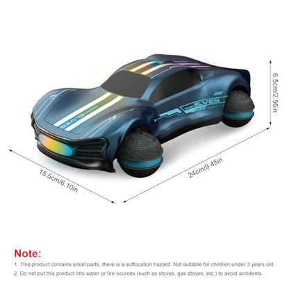 1:16 Scale RC Drift Car, 4WD Drift Stunt Car Round Wheel Concept Vehicle with All Terrain Tires, LED Lights, Christmas Birthday Gifts for Teen Adults - color: Blue, size: 2 Battery