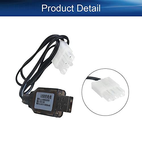 Heyiarbeit L6.2-3P USB Charging Cable for RC Car 9.6V 200mA Ni-MH Ni-CD Battery 1pcs - size: L6.2-3P 1Pcs