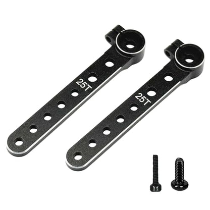 2Pcs 7075 Aluminum 25T Servo Arm Horn Long Steering Servo Arms RC Futaba Plane Helicopter Model Car（Black）