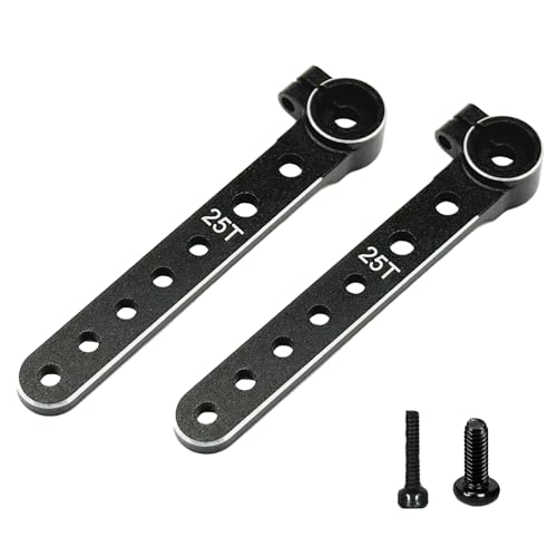 2Pcs 7075 Aluminum 25T Servo Arm Horn Long Steering Servo Arms RC Futaba Plane Helicopter Model Car（Black）