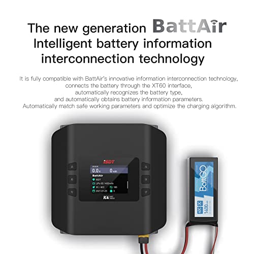 ISDT K4 Dual Lipo Battery Charger Discharger 1~8S RC Battery Charger AC 400W DC 600Wx2 for Life,Lilon/Hv,Pb,NiMH/Cd Battery Balance Charger Smart Charger