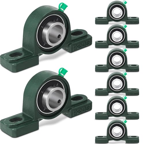 Gisafai 8 Pcs UCP205-16 Pillow Block Bearing with 5/8" Bore Flange Mounted Pillow Block Ball Bearing Self Alignment Cast Iron Housing Steel Unit for Industry, Green - style: UCP205-16