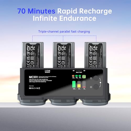 Air 3s Smart Battery Charging Hub, 200W USB-C Fast Charging for DJI Air 3 Series Intelligent Flight Batteries Plus Three-Channel Parallel with Discharge Storage Function LED Lighting - size: Air 3s