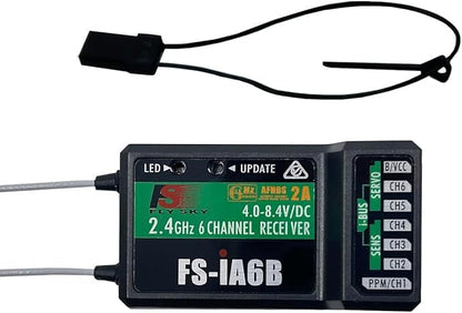 Flysky FS-i6 Transmitter, 6CH Transmitter with FS-iA6 Receiver | 2.4G AFHDS 2A Protocol, High Sensitivity, Low‑power Receiver, 6 Channel Quick Bind, Stable, Mode 2 (Throttle Left)