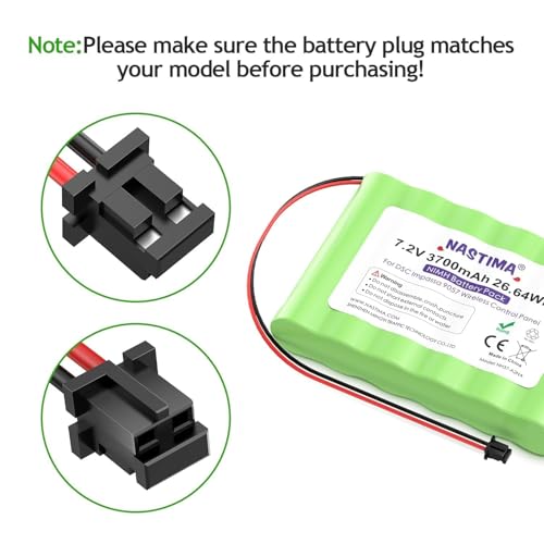 NASTIMA 7.2V NIMH Battery Replacement for ADT DSC IMPASSA 9057 | 3700mAh batterty replacement for SCW9055 SCW9057 BH7236-SS 17000145 17000152 Wireless Home Security System - size: Black 2 Prong