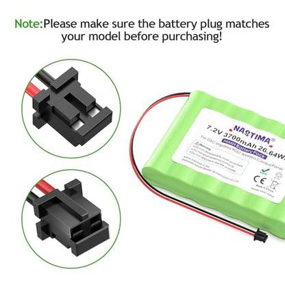 NASTIMA 7.2V NIMH Battery Replacement for ADT DSC IMPASSA 9057 | 3700mAh batterty replacement for SCW9055 SCW9057 BH7236-SS 17000145 17000152 Wireless Home Security System - size: Black 2 Prong