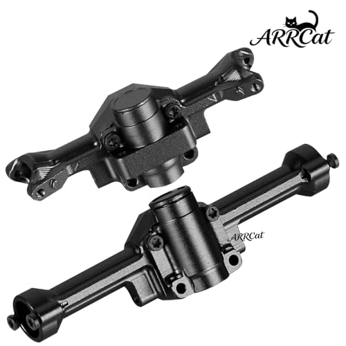 Aluminum Portal Axles & Brass Weights Steering Knuckles Upgrades Part for 1/30 SCX30 Chev rolet K10/Jeep Wrangler JLU 4X4/F0rd Bronco 4X4,Front Rear Axle Housing & Knuckles Hub Weight,Black