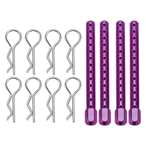 RC Body Post, Purple High Strength Aluminum Alloy Car Shell Column, Adjustable Height Buckle for HSP 1/10 94102 94103 RC Cars On Road Racing - color: Purple