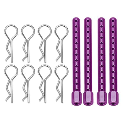 RC Body Post High Strength Aluminum Alloy RC Car Shell Column with Buckle for HSP 94102 94122 94103 94123 1/10 Scale RC Cars (Purple) - color: Purple