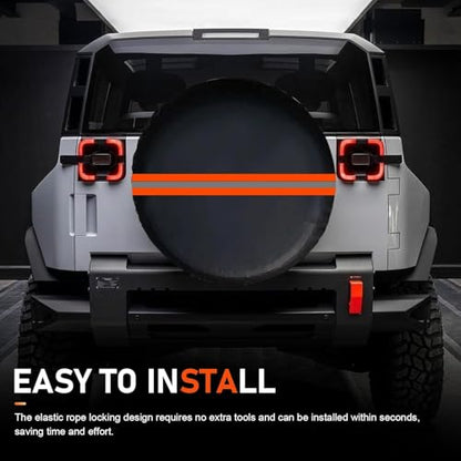 Car Spare Tire Cover, PVC Thickened Scratch-Resistant Spare Tire Storage Bag, Reflective Waterproof Sunscreen Storage Pouch with Elastic Rope, Universal for Most Vehicles (Orange)