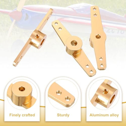 MECCANIXITY Steering Servo Arm, Double Aluminum Steering Arm Servo Horn 3.1mm for RC Model Car Robot Boat Airplane Pack of 2 (Gold)