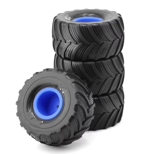 Compatible with Losi for Mini for LMT 1/18 1/10 Rc Car Monster Truck for Buggy Upgrade Parts 4Pcs 100Mm Tires Wheel 12Mm Hex RC Assortment(Blue) - color: Blue