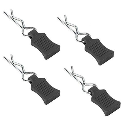 4pcs Universal RC Car Body Clips with Pull Tabs Pins for 1/8 1/10 /12 RC Car Shell Replacement Parts (Black) - color: Black