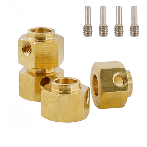 12mm Brass Wheel Hex Extension Adapters Compatible with TRX4 TRX6 1/10 RC Crawlers, Heavy Duty Wheel Hub Spacers, 4PCS (8mm)