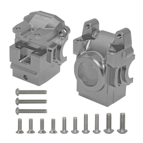 Alloy Front&Rear Differential housing Gear Box for Traxxas 1/10 4X4 Rustler Stampede Hoss Slash 4WD VXL-Replaces Part 6880 6881 - color: Titanium