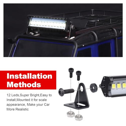 Hobbypark RC Crawler LED Light Bar Kit Roof Spotlight Dome Light Simulation for Traxxas TRX-4 Trx4 Axial SCX10 90046 RC4WD D90 KM2