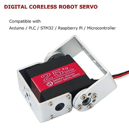 25KG Robot Servo Motor High Torque Full Metal Gear Digital Steering Servos with Mount Brackets - size: 25kg