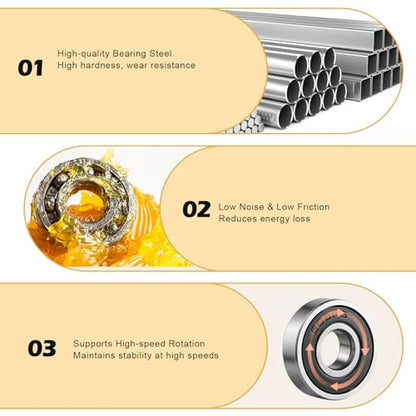50 Pcs 608 2RS Ball Bearings,Bearing Steel and Double Rubber Sealed Miniature Deep Groove Ball Bearings (8mm x 22mm x 7mm) for 3D Printer, Skateboards, Electric Motor, Scooters